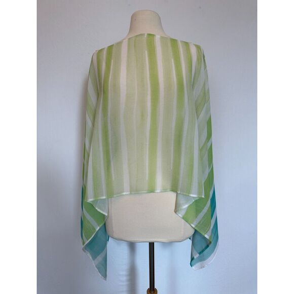 Chicos Blue and Green Poncho One Size - Picture 3 of 6
